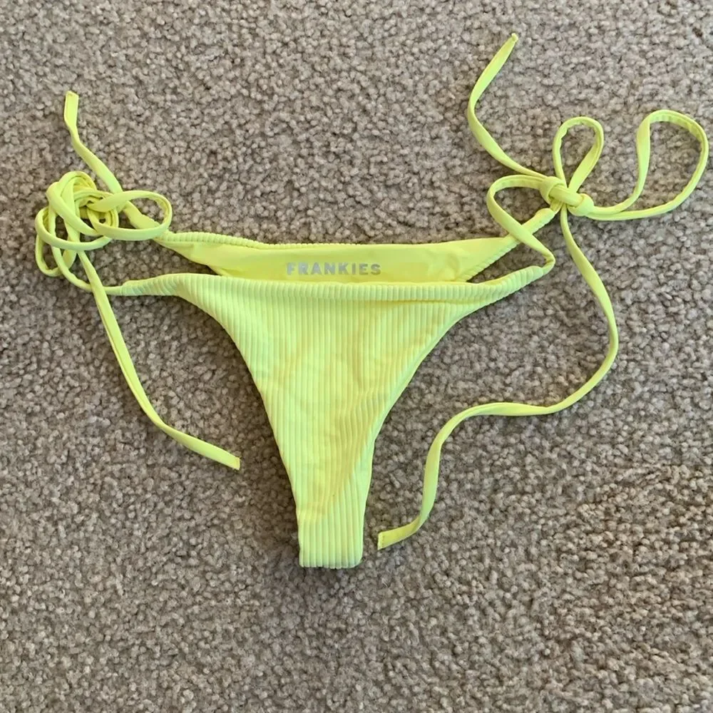 FRANKIES Neon Yellow Bikini Bottoms Size M